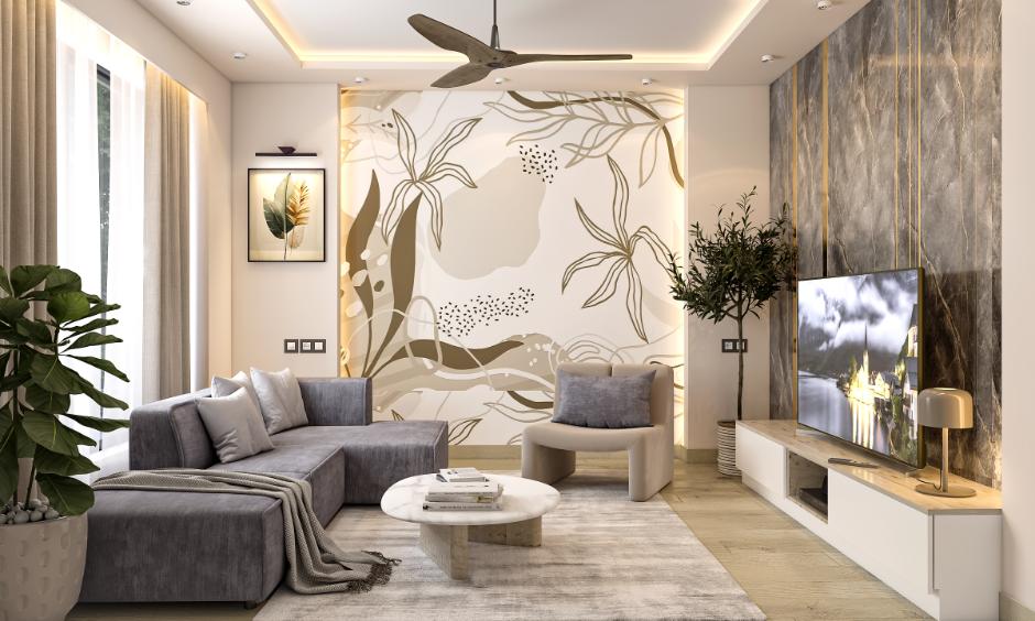 Floral wallpaper in a modern room